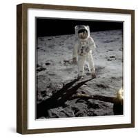 1st Steps of Human on Moon: American Astronaut Edwin "Buzz" Aldrinwalking on the Moon-null-Framed Photo