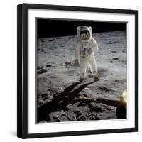 1st Steps of Human on Moon: American Astronaut Edwin "Buzz" Aldrinwalking on the Moon-null-Framed Photo