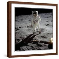 1st Steps of Human on Moon: American Astronaut Edwin "Buzz" Aldrinwalking on the Moon-null-Framed Photo