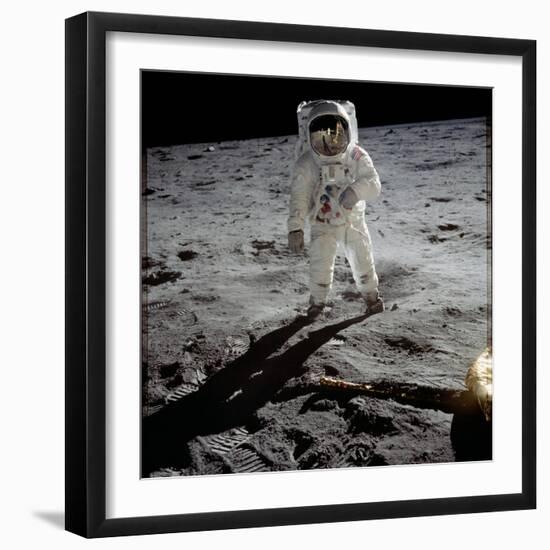 1st Steps of Human on Moon: American Astronaut Edwin "Buzz" Aldrinwalking on the Moon-null-Framed Photo