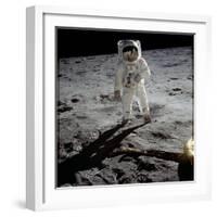 1st Steps of Human on Moon: American Astronaut Edwin "Buzz" Aldrinwalking on the Moon-null-Framed Photo