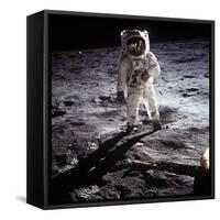 1st Steps of Human on Moon: American Astronaut Edwin "Buzz" Aldrinwalking on the Moon-null-Framed Stretched Canvas