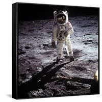 1st Steps of Human on Moon: American Astronaut Edwin "Buzz" Aldrinwalking on the Moon-null-Framed Stretched Canvas