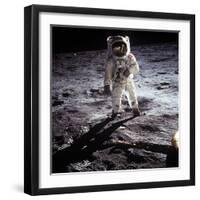 1st Steps of Human on Moon: American Astronaut Edwin "Buzz" Aldrinwalking on the Moon-null-Framed Photo