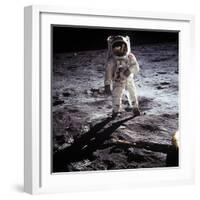 1st Steps of Human on Moon: American Astronaut Edwin "Buzz" Aldrinwalking on the Moon-null-Framed Photo