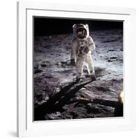 1st Steps of Human on Moon: American Astronaut Edwin "Buzz" Aldrinwalking on the Moon-null-Framed Photo