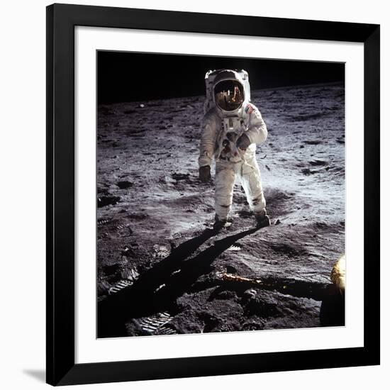 1st Steps of Human on Moon: American Astronaut Edwin "Buzz" Aldrinwalking on the Moon-null-Framed Photo