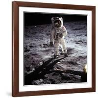 1st Steps of Human on Moon: American Astronaut Edwin "Buzz" Aldrinwalking on the Moon-null-Framed Photo