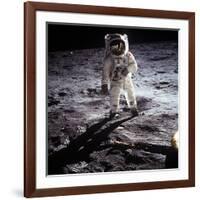 1st Steps of Human on Moon: American Astronaut Edwin "Buzz" Aldrinwalking on the Moon-null-Framed Photo