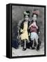 2 Girls Sitting on a Bench, with Hats and a Purse-Nora Hernandez-Framed Stretched Canvas