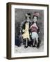 2 Girls Sitting on a Bench, with Hats and a Purse-Nora Hernandez-Framed Giclee Print