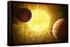 2 Planets and a Sun-null-Framed Stretched Canvas
