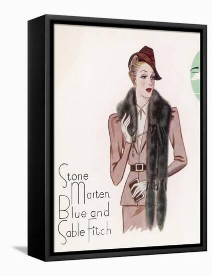 2-Skin Tie in Stone Marten Fitch with Head One Fitch and Two Squirrel Tails and Six Real Paws-null-Framed Stretched Canvas