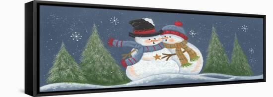 2 Snowmen Possibly Hugging-Beverly Johnston-Framed Stretched Canvas