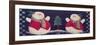 2 Snowmen with Tree Between Them with Checkered Border on Either Side-Beverly Johnston-Framed Giclee Print