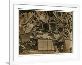 2 Year Old Cyral Hulling Strawberries from His Cart at Johnson's Hulling Station-Lewis Wickes Hine-Framed Photographic Print