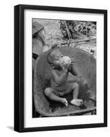 2 Year Old Drinking Coconut-null-Framed Photographic Print