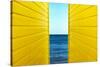 2 Yellow Beach Huts-Andy Bell-Stretched Canvas