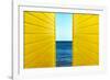 2 Yellow Beach Huts-Andy Bell-Framed Photographic Print