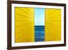 2 Yellow Beach Huts-Andy Bell-Framed Photographic Print