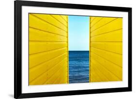 2 Yellow Beach Huts-Andy Bell-Framed Photographic Print