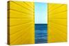 2 Yellow Beach Huts-Andy Bell-Stretched Canvas