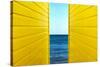 2 Yellow Beach Huts-Andy Bell-Stretched Canvas