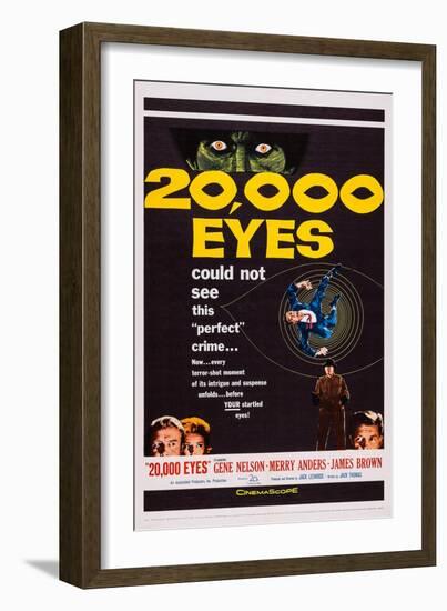 20,000 Eyes, Bottom Left: Gene Barry, Merry Anders; Bottom Right: James Brown, 1961-null-Framed Art Print