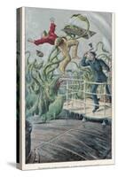 20,000 Leagues Under the Sea: Attack from a Giant Squid-Henry Austin-Stretched Canvas