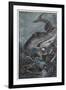 20,000 Leagues Under the Sea: Divers Attacked by a Shark-Henry Austin-Framed Premium Giclee Print