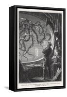 20,000 Leagues Under the Sea: Giant Squid Seen from the Safety of the Nautilus-Hildebrand-Framed Stretched Canvas