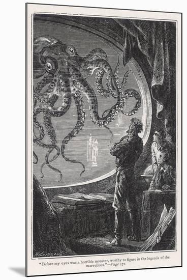 20,000 Leagues Under the Sea: Giant Squid Seen from the Safety of the Nautilus-Hildebrand-Mounted Premium Photographic Print