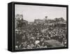 20,000 Spectators At The Drilling Contest, Goldfield, Nevada-P.E. Larson-Framed Stretched Canvas