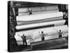 20 Ft. Roll of Finished Paper Arriving on the Rewinder, Ready to Be Cut and Shipped from Paper Mill-Margaret Bourke-White-Stretched Canvas