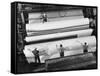 20 Ft. Roll of Finished Paper Arriving on the Rewinder, Ready to Be Cut and Shipped from Paper Mill-Margaret Bourke-White-Framed Stretched Canvas