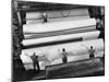 20 Ft. Roll of Finished Paper Arriving on the Rewinder, Ready to Be Cut and Shipped from Paper Mill-Margaret Bourke-White-Mounted Photographic Print