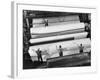 20 Ft. Roll of Finished Paper Arriving on the Rewinder, Ready to Be Cut and Shipped from Paper Mill-Margaret Bourke-White-Framed Photographic Print