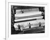 20 Ft. Roll of Finished Paper Arriving on the Rewinder, Ready to Be Cut and Shipped from Paper Mill-Margaret Bourke-White-Framed Photographic Print