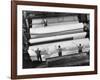 20 Ft. Roll of Finished Paper Arriving on the Rewinder, Ready to Be Cut and Shipped from Paper Mill-Margaret Bourke-White-Framed Photographic Print