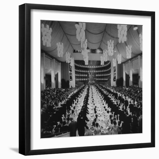 200 International Debutantes Dancing Polonaise at Opera Centennial Party-null-Framed Photographic Print