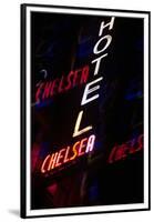 2000s Multiple Exposure Neon Sign Hotel Chelsea New York City-null-Framed Premium Photographic Print