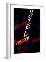 2000s Multiple Exposure Neon Sign Hotel Chelsea New York City-null-Framed Photographic Print