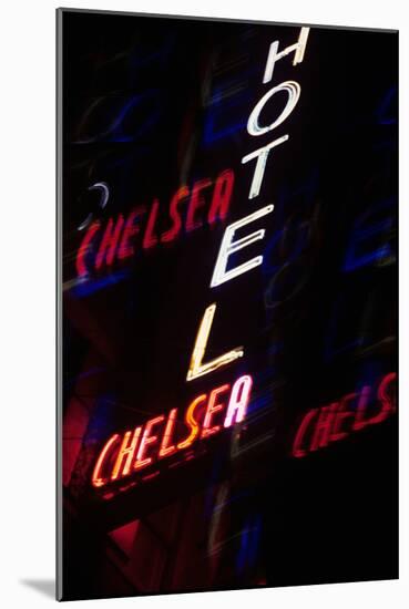 2000s Multiple Exposure Neon Sign Hotel Chelsea New York City-null-Mounted Photographic Print