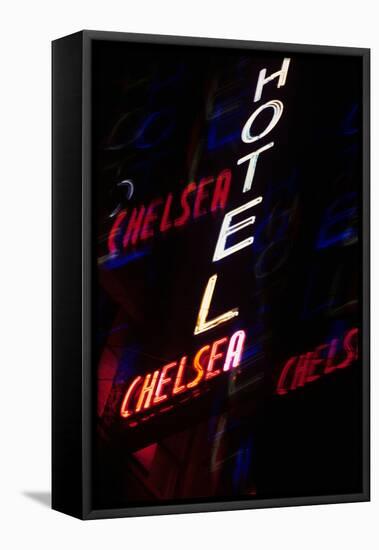 2000s Multiple Exposure Neon Sign Hotel Chelsea New York City-null-Framed Stretched Canvas