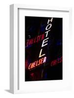 2000s Multiple Exposure Neon Sign Hotel Chelsea New York City-null-Framed Photographic Print