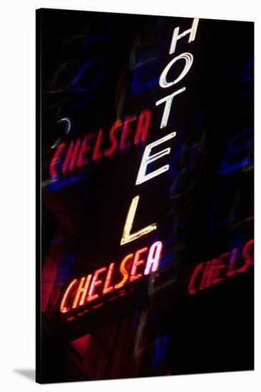 2000s Multiple Exposure Neon Sign Hotel Chelsea New York City-null-Stretched Canvas