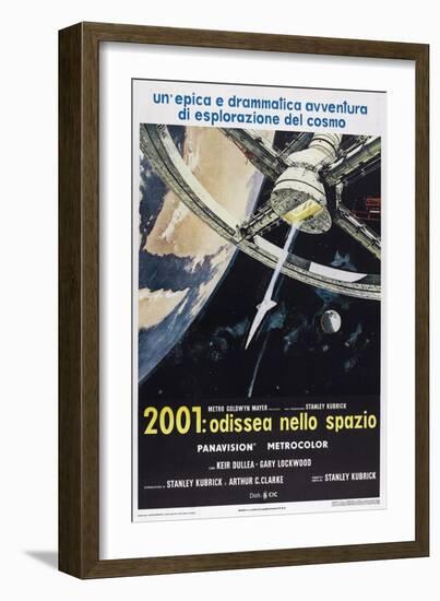 2001: A Space Odyssey, (aka 2001: Odissea Nello Spazio), Italian poster,  1968-null-Framed Art Print