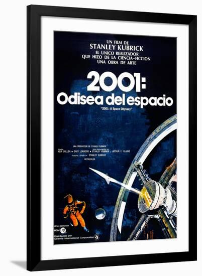 2001: A Space Odyssey, (aka 2001: Una Odisea Del Espacio), Spanish Language Poster, 1968-null-Framed Art Print