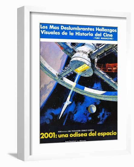 2001: a Space Odyssey, (AKA 2001: Una Odisea Del Espacio), Spanish Language Poster Art, 1968-null-Framed Art Print