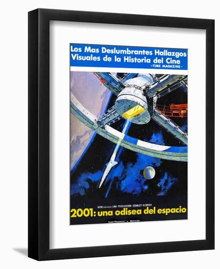 2001: a Space Odyssey, (AKA 2001: Una Odisea Del Espacio), Spanish Language Poster Art, 1968-null-Framed Art Print